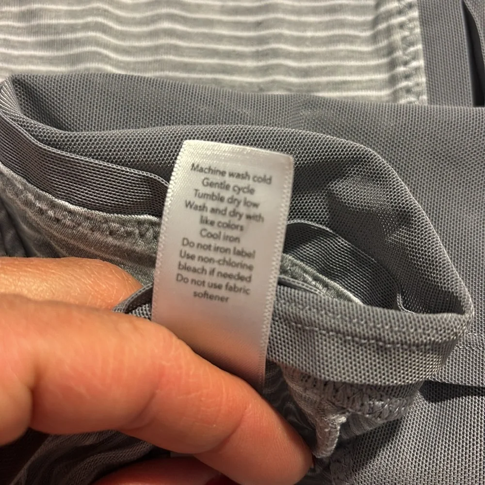 Athleta Girl Striped Back Mesh Seam Shirt